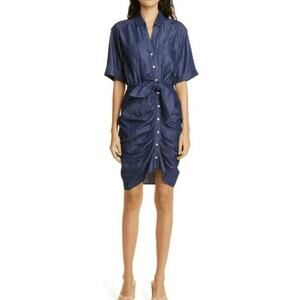 Veronica Beard Hensley Tie-Waist Chambray Shirtdress Sz 0 NWT $398